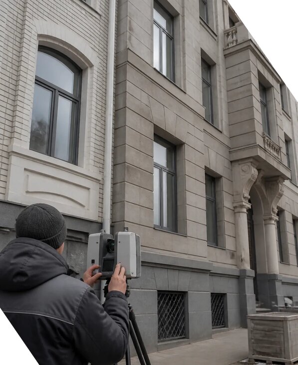 Лазерное сканирование фасадов зданий для обследования в Череповце